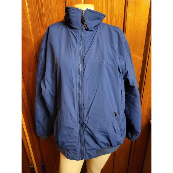 L.L.Bean Men’s Regular Navy Blue Fleece Lined Nylon Jacket Size Large - Picture 1 of 14